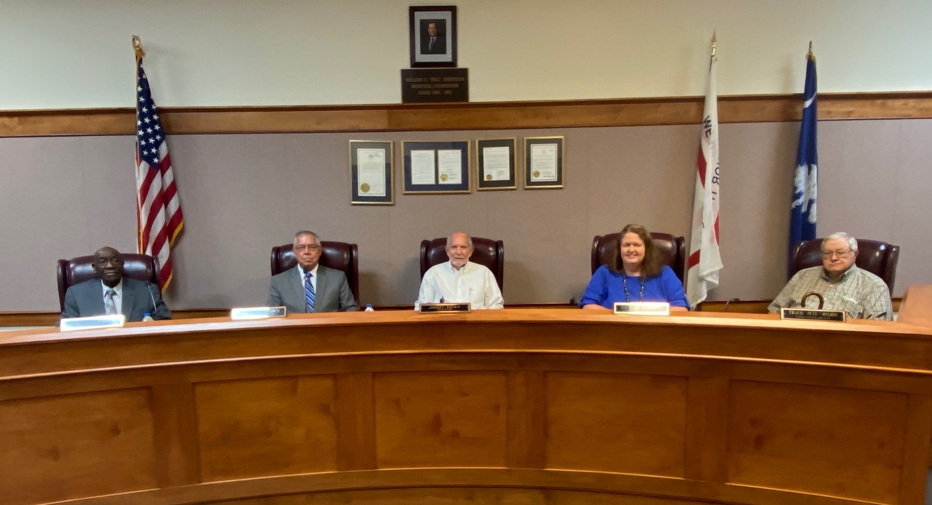 Pictured left to right: Councilman Faison, Councilman Brown, Mayor Bilka, Mayor Pro-Tem Chafin and Councilman Mixson
